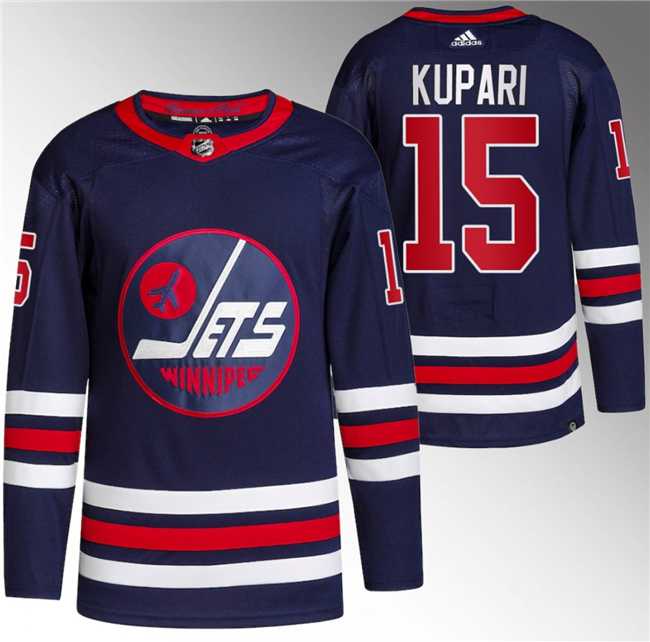 Men%27s Winnipeg Jets #15 Rasmus Kupari 2021-22 Navy Stitched Jersey